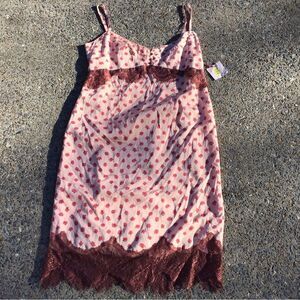 NWT Intuitions Lace Trim Silk Slip Dress